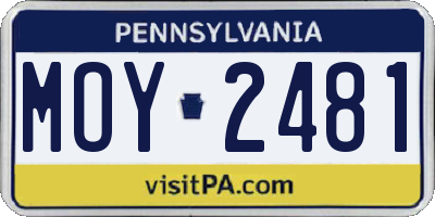 PA license plate MOY2481