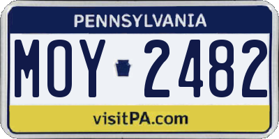 PA license plate MOY2482