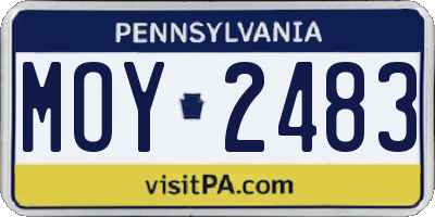 PA license plate MOY2483
