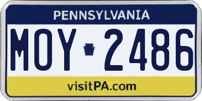 PA license plate MOY2486
