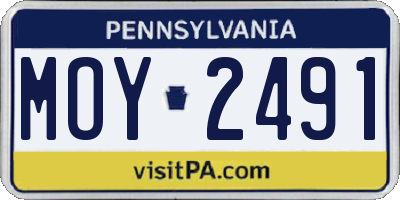 PA license plate MOY2491