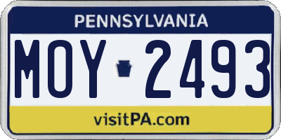 PA license plate MOY2493