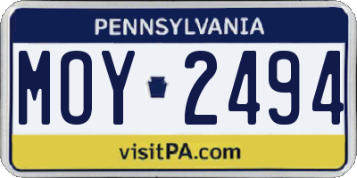 PA license plate MOY2494