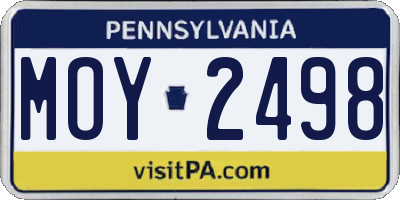 PA license plate MOY2498