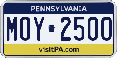 PA license plate MOY2500