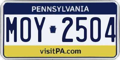 PA license plate MOY2504