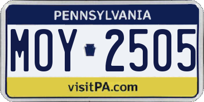 PA license plate MOY2505