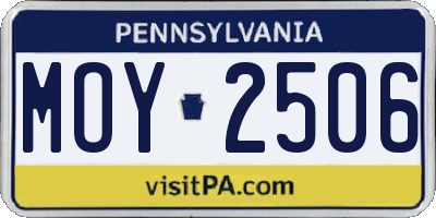 PA license plate MOY2506