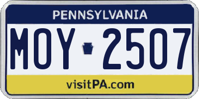 PA license plate MOY2507
