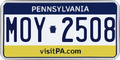 PA license plate MOY2508