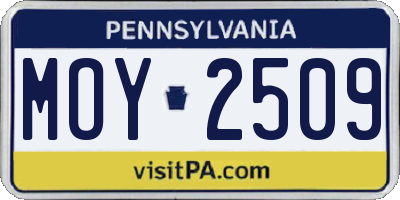 PA license plate MOY2509