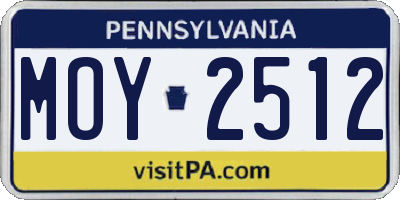 PA license plate MOY2512