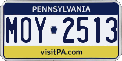 PA license plate MOY2513