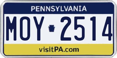 PA license plate MOY2514