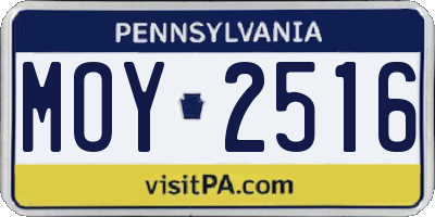 PA license plate MOY2516