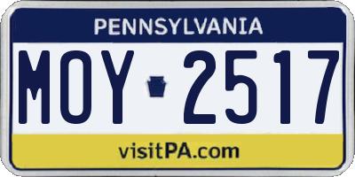 PA license plate MOY2517