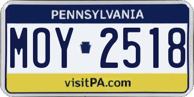 PA license plate MOY2518