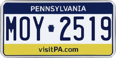 PA license plate MOY2519