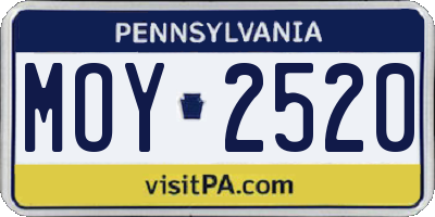 PA license plate MOY2520