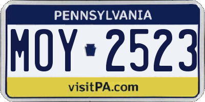 PA license plate MOY2523