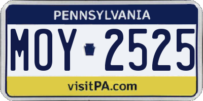 PA license plate MOY2525