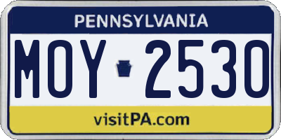 PA license plate MOY2530