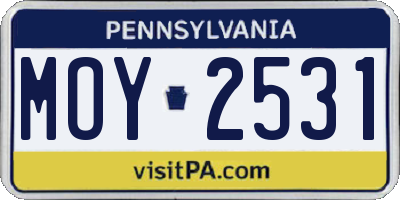 PA license plate MOY2531