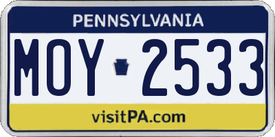 PA license plate MOY2533