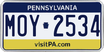 PA license plate MOY2534