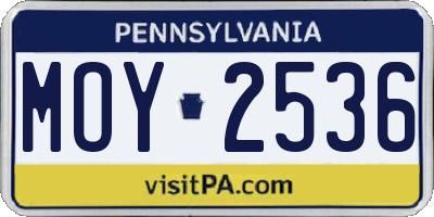 PA license plate MOY2536