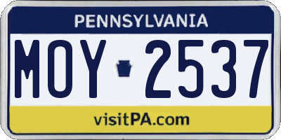 PA license plate MOY2537