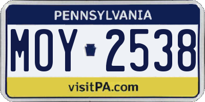 PA license plate MOY2538