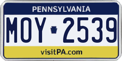 PA license plate MOY2539