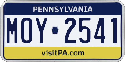 PA license plate MOY2541