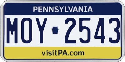 PA license plate MOY2543