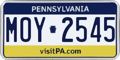 PA license plate MOY2545