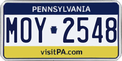 PA license plate MOY2548