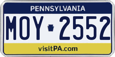 PA license plate MOY2552