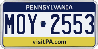 PA license plate MOY2553