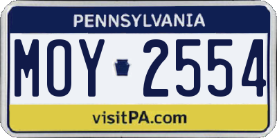 PA license plate MOY2554