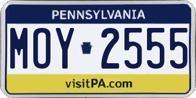 PA license plate MOY2555