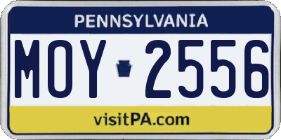 PA license plate MOY2556