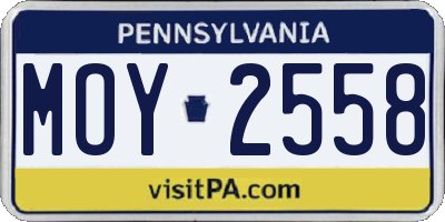 PA license plate MOY2558