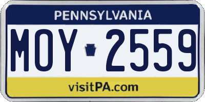 PA license plate MOY2559