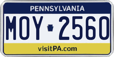 PA license plate MOY2560