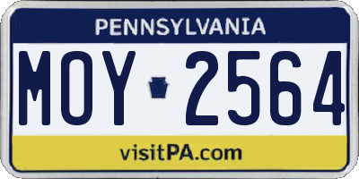 PA license plate MOY2564