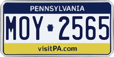 PA license plate MOY2565