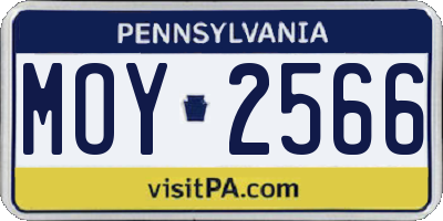 PA license plate MOY2566