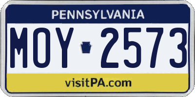 PA license plate MOY2573