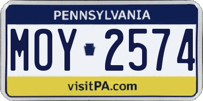 PA license plate MOY2574